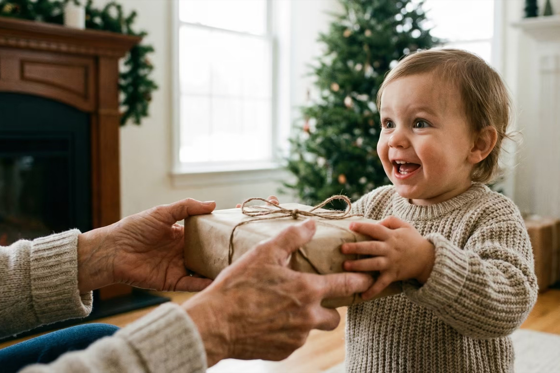 Ребёнок принимает подарок с радостью — символ умения брать